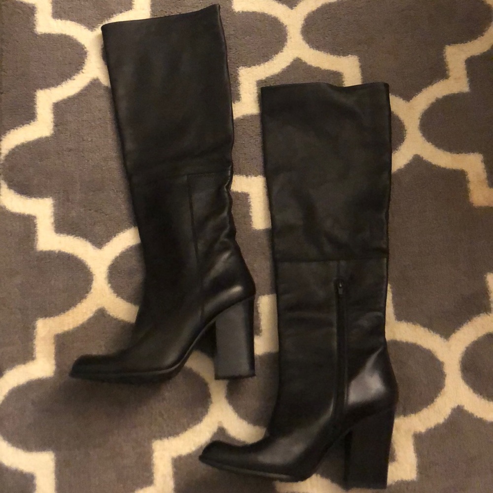 Stuart Weitzmann Tall Boots Black Leather Sz 9
